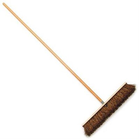 Laitner Brush Outdoor Push Broom, 24 in. Wide Wood Block, 4 in. Stiff Palmyra Bristles, 60 in. Lacquered Handle 247
